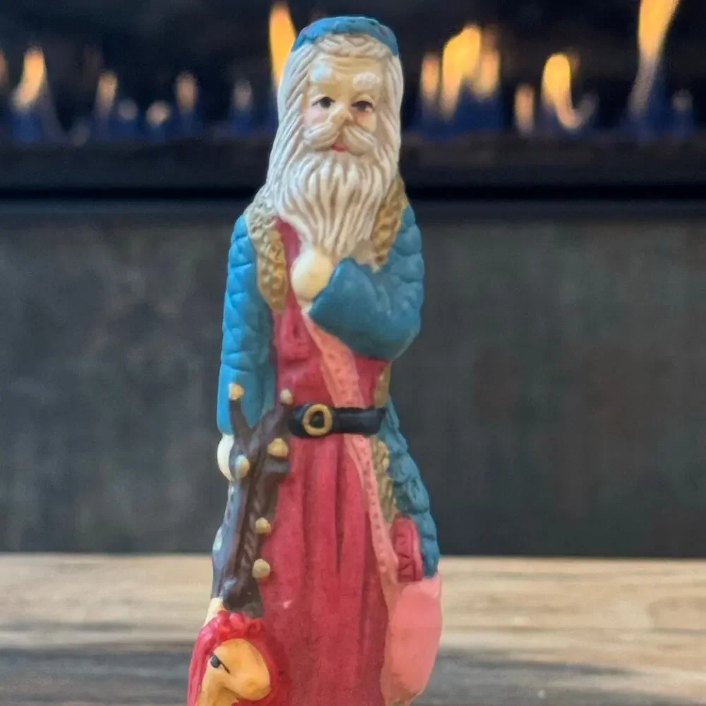 Vintage 1990s Old World Santa Claus Figurine 1918 Pencil Santa 7” Christmas Folk